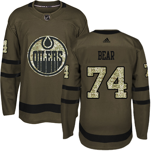 Adidas Edmonton Oilers #74 Ethan Bear Green Salute to Service Stitched Youth NHL Jersey-0
